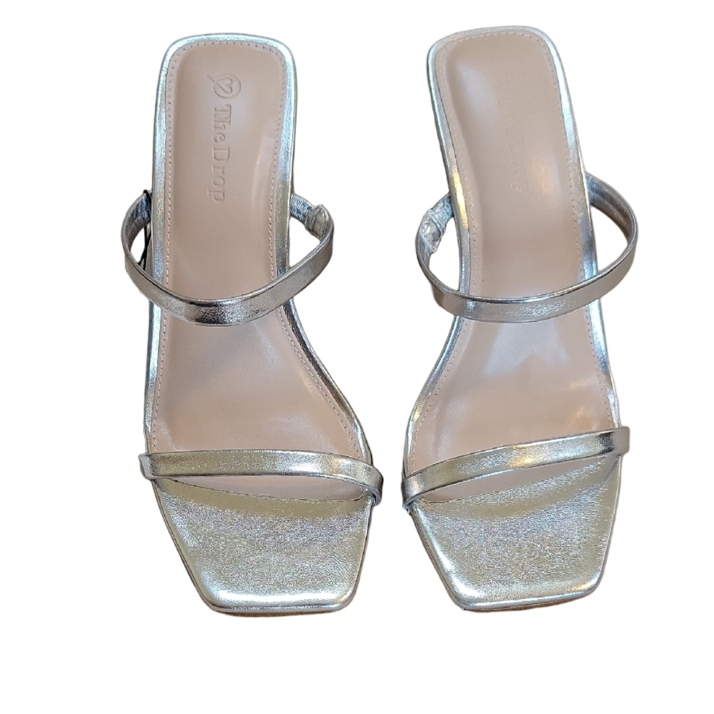 The Drop Avery Women's Metallic Silver Heeled Strappy Sandals Size 6.5 NWT